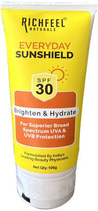 RICHFEEL Sunscreen - SPF 50 PA+ Sunshield SPF 30 | Broad Spectrum UVA/UVB Protecting Sunscreen| 100 g
