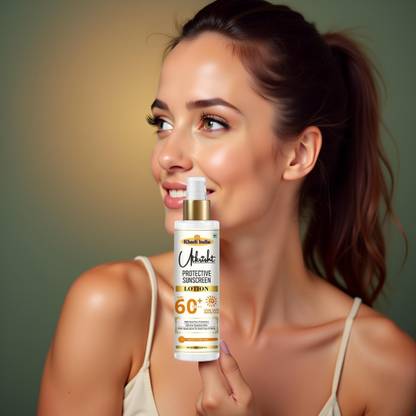 Utkrisht Sunscreen - SPF 60+ PA+++ Khadi Sunscreen Lotion SPF 60 with Pure Herbal Skin Relief