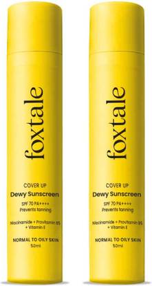 Foxtale Sunscreen - SPF 50 PA++++ Dewy Sunscreen with Naicinamide for Non Greasy Lightweight Dewy Look