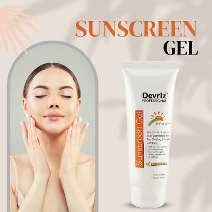 DEVRIZ PROFESSIONAL Sunscreen - SPF 50 PA+++ Devriz Acne Free and Skin Brightening Sunscreen Gel With Vitamin E
