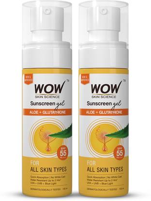 WOW SKIN SCIENCE Sunscreen - SPF 55 PA+++ Sunscreen Matte Finish - Spf 55 Pa+++ - Very High Broad Spectrum - Uva &Uvb Protection - Quick Absorb - No Parabens, Silicones, Mineral Oil, Oxide, Color & Benzophenone, 100mL (Pack of 2)