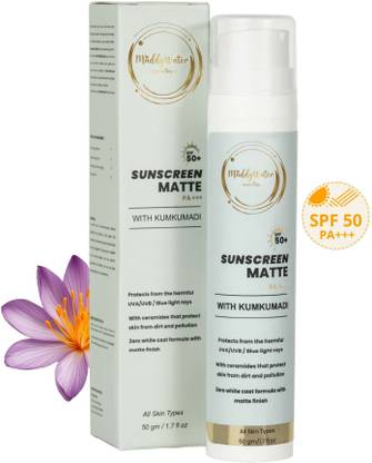 Muddy Water Cosmetics Sunscreen - SPF 50 PA+++ Matte Sunscreen SPF 50 PA+++ | UVA, UVB & Blue Light Protection | Non-Greasy