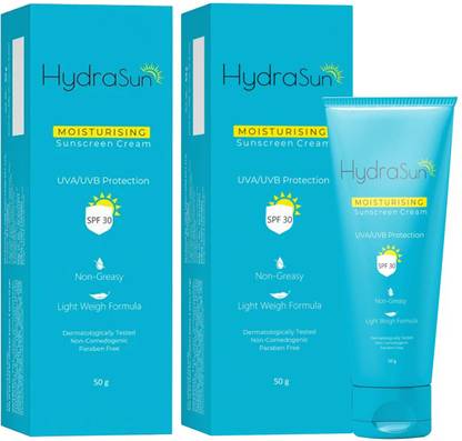 Hydrasun Sunscreen - SPF 50 MOISTURISING SUNSCREEN CREAM (Pack of 2 x 50g)