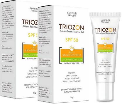 Triozon Sunscreen - SPF 50+ PA+++ Silicone sunscreen spf 50 PA+++ UVA/UVB Protection for all skin type