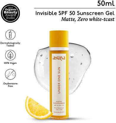 ASAYA Sunscreen - SPF 50 PA++++ Invisible, water resistant, matte sunscreen with ceramides and vitamin C
