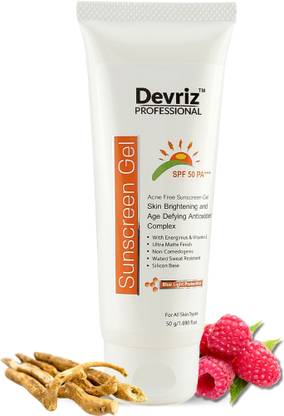DEVRIZ PROFESSIONAL Sunscreen - SPF 50 PA+++ SPF 50 Sunscreen Gel Balancing For Broad Spectrum UVA and UVB Protection (50ML).