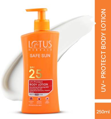 LOTUS HERBALS Sunscreen - SPF 50 PA+++ SAFE SUN UV-Protect BODY LOTION Nourishing Whitening Milk
