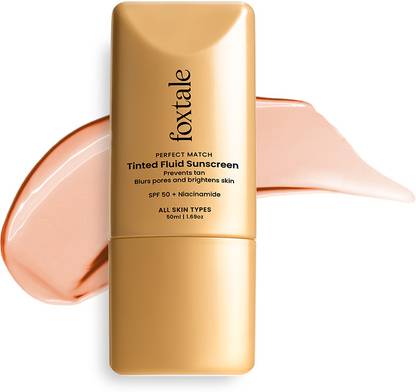 Foxtale Sunscreen - SPF 50 PA++++ Tinted Fluid Sunscreen with SPF Niacinamide Shade Nude