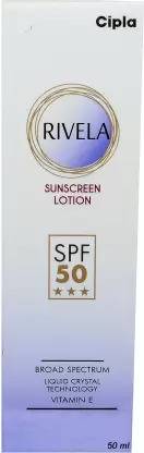 Cipla Sunscreen - SPF 50 PA+++ Rivela Sunscreen Lotion | SPF 50 | UVA & UVB Protection | Broad Spectrum