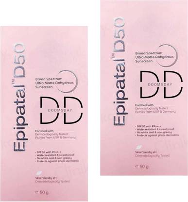 DOOMSDAY Sunscreen - SPF 50 PA++++ EPIPATAL D50 SUNSCREEN LOTION FOR FULL PROTECTION UVA/AVB RAYS PACK OF 2