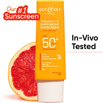 Dot & Key Sunscreen - SPF 50 PA++++ Vitamin C + E Super Bright Sunscreen, In-Vivo Tested for All Skin