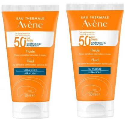 Avene Sunscreen - SPF 50 PA+ High Protection Sunscreen,50ml x Pack of 2