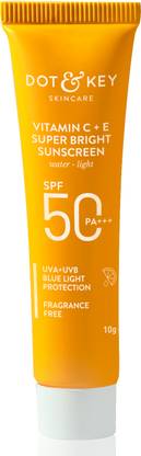 Dot & Key Sunscreen - SPF 50 PA+++ Vitamin C+E Super Bright Sunscreen, SPF 50 PA+++ - SPF 50 PA+++ (10 g)