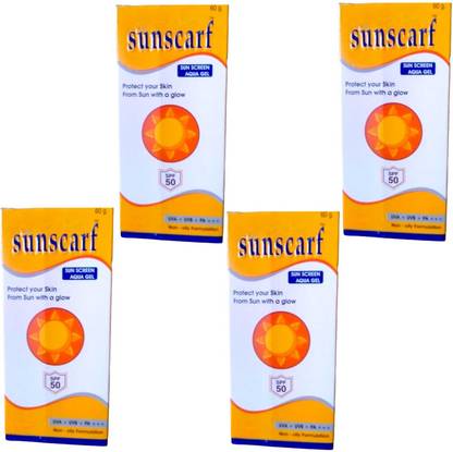 DOOMSDAY Sunscreen - SPF 50 PA+++ SUNSCRAF SUNSCREEN AQUA GEL FOR COMPLETE PROTECT UVA/UVB RAYS PACK OF-60g x 4