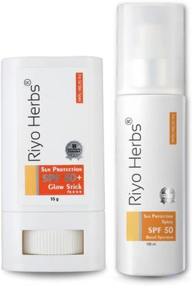 Riyo Herbs Sunscreen - SPF 50 PA+++ Sunscreen Stick & Spray Combo, SPF 50+ For Face & Body With UVA & UVB Protection