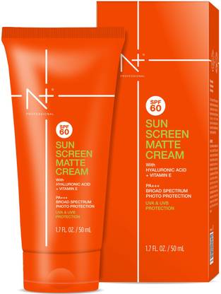 N PLUS Sunscreen - SPF 60 PA+++ Matte Cream|Hyaluronic acid and Vitamin E