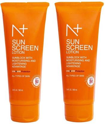 N PLUS PROFESSIONAL Sunscreen - SPF 50 PA+++ Sunscreen Lotion Sunblock with Moisturising & Lightening Pack of 2
