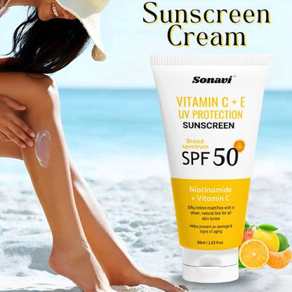 Sonavi Sunscreen - SPF 50 PA++ Vitamin C + E & Niacin-amide for a Dewy Glow