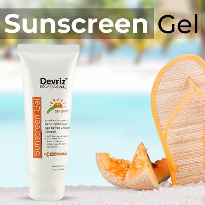 DEVRIZ PROFESSIONAL Sunscreen - SPF 50 PA+++ Vitamin E Sunscreen Gel with Spf 50 Protects From Harmful UVA & UVB Rays