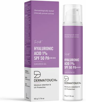 Dermatouch Sunscreen - SPF 50 PA++++ Hyaluronic Acid 1% Hydrating Ultra Light Gel | UVA & UVB