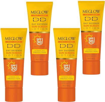 DOOMSDAY Sunscreen - SPF 30 PA++ MEGLOW DEFENSE SUNSCREEN FOR HIGH PROTECTION FOR UVA/UVB RAYS PACK OF- 50ml x 4