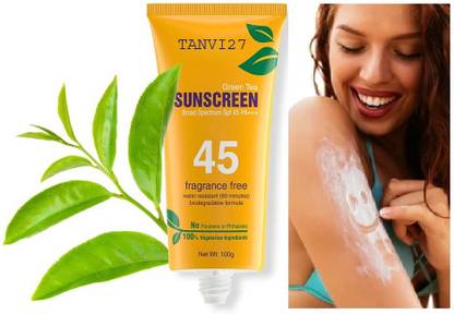 tanvi27 Sunscreen - SPF 45 PA+++ Professional Green Tea Sunscreen For All Skin Type