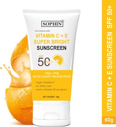 sophin Sunscreen - SPF 50 PA+++ Vitamin C + E Super Bright Sunscreen