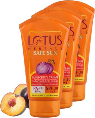 LOTUS HERBALS Sunscreen - SPF 30 PA++ Safe Sun Sunscreen Cream SPF 30 PA++(Pack of 3)