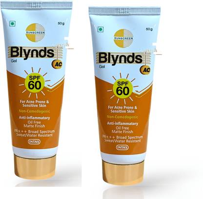 Blynds Sunscreen - SPF 60+ PA+++ AC Sunscreen Gel SPF 60 | Oil-Free, Lightweight & Matte Finish | 50g