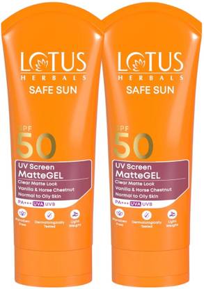 LOTUS HERBALS Sunscreen - SPF 50 PA+++ Safe Sun UV Screen MatteGEL Sunscreen SPF 50 PA+++(Pack of 2)