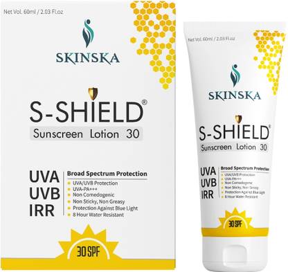 S-Shield Sunscreen - SPF 30 PA+++ Lotion with Vitamin E, Green Tea Extract & Allantoin, UVA/UVB Protection