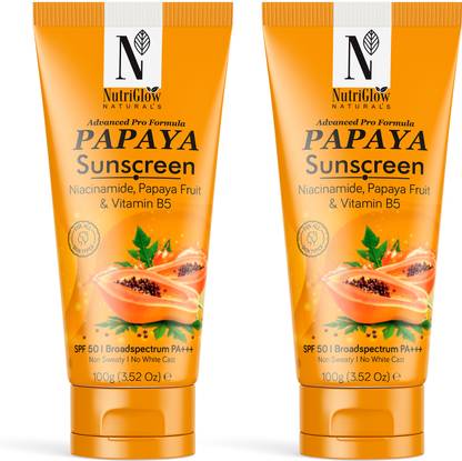 NutriGlow NATURAL'S Sunscreen - SPF 50 SPF 50 PA+++ Advanced Pro Formula Papaya Sunscreen No White Cast