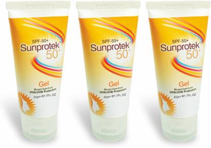 Sunprotek Sunscreen - SPF 50 PA+++ Sunscreen Gel With SPF 50+ & PA+++ Broad Spectrum UVA Protection (Pack of 3)