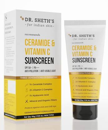 Dr. Sheth's Sunscreen - SPF 50 PA+++ Ceramide & Vitamin C| In-Vivo Tested| SPF 50+ Pa+++| All Skin Types