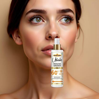 Utkrisht Sunscreen - SPF 60+ PA+++ Khadi Herbal SPF 60 Sunscreen Lotion for Soft Summer Skin