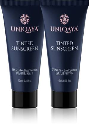 UNIQAYA Sunscreen - SPF 50 PA++++ Tinted For All Skin Types | Blue Light Protection | No White Cast|Pack of 2