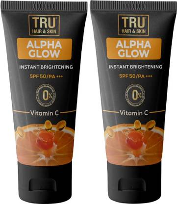 TRU HAIR & SKIN Sunscreen - SPF 50 PA++ Alpha Glow Sunscreen for Men -SPF 50 | Instant Brightening