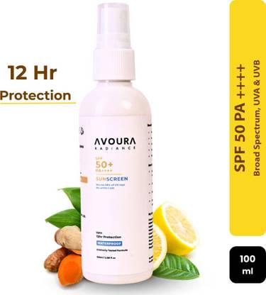 Avoura Sunscreen - SPF 50 PA++++ Spray for sun Protection Broad Spectrum UVA/UVB & Blue Defense, No White Cast