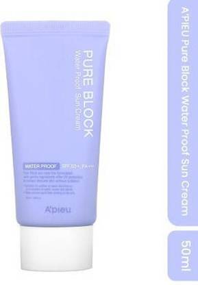 A'Pieu Sunscreen - SPF 50+ PA+++ Pure Block Water Proof Sun Cream SPF50+, PA+++