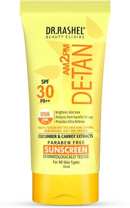 DR.RASHEL Sunscreen - SPF 30++ PA+++ DE-TAN SUNSCREEN SPF 30++ PA++ ULTRA DEFENSE WITH CUCUMBER & CARROT EXTRACT