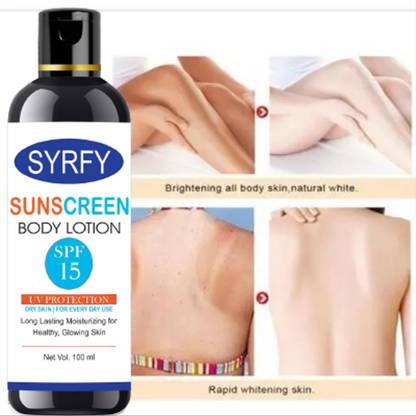 SYRFY Sunscreen - SPF 50 PA++ organic skin brightning and skin lotion - SPF 15++ PA++ (100 ml)