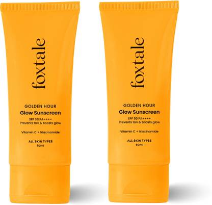Foxtale Sunscreen - SPF 50 PA+++ Glow Sunscreen with Vitamin C & Niacinamide for a Dewy Glow | Pack of 2
