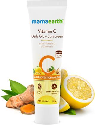 Mamaearth Sunscreen - SPF 50 PA+++ Vitamin C Daily Glow Sunscreen with Vitamin C & Turmeric for Sun Protection