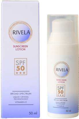 Rivela Sunscreen - SPF 50 PA+++ Sunscreen SPF 50 PA+++ with Vitamin E - Lightweight, Broad Spectrum Protection