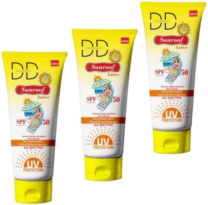 DOOMSDAY Sunscreen - SPF 50 PA++ SUNROOF SUNSCREEN LOTION FULL PROTECTION SUN UVA/UVB RAYS PACK OF 60ml x 3