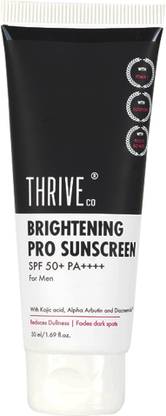 ThriveCo Sunscreen - SPF 50 PA++++ Brightening Pro Sunscreen For Men | SPF 50+ Pa++++ with Kojic Acid