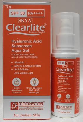 SKYA Sunscreen - SPF 50 PA++++ CLEARLITE HYALURONIC ACID SUNSCREEN GEL FOR ACNE,PIGMENTATION,UVA,UVB,IR RAYS