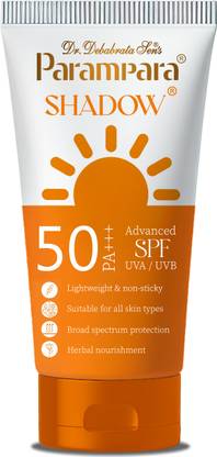 Parampara Sunscreen - SPF 50 PA+++ Shadow Advanced Herbal Sunscreen Cream Broad Spectrum UVA UVB Skin Protection