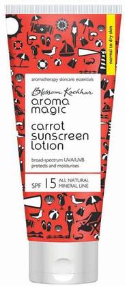 Aroma Magic Sunscreen - SPF 15 PA+ Carrot Lotion|Moisturises & Protects from UVA/UVB|Normal to Dry Skin