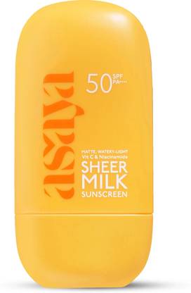 ASAYA Sunscreen - SPF 50 PA++++ Sheer Milk Fluid Sunscreen SPF 50 PA++++ with Vit-C Niacinamide, Matte Finish
